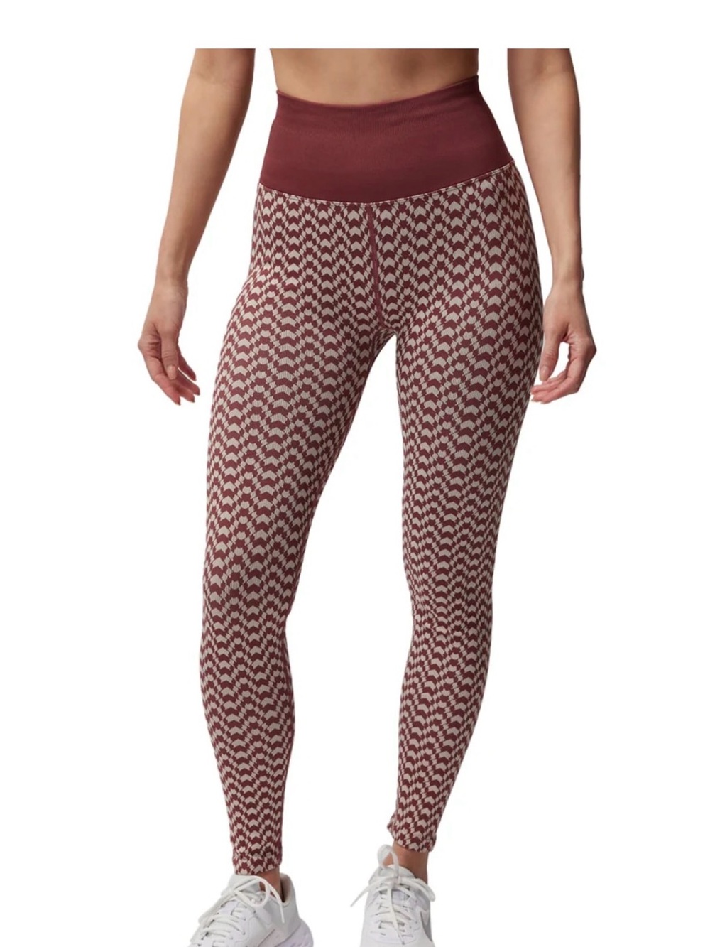 High-Waist Burgundy Patterned Leggings
